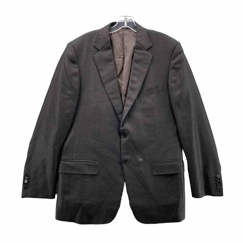 Ermenegildo Zegna Blazer Mens 52‎ R Brown Herringbone Cashmere Wool Silk Sport